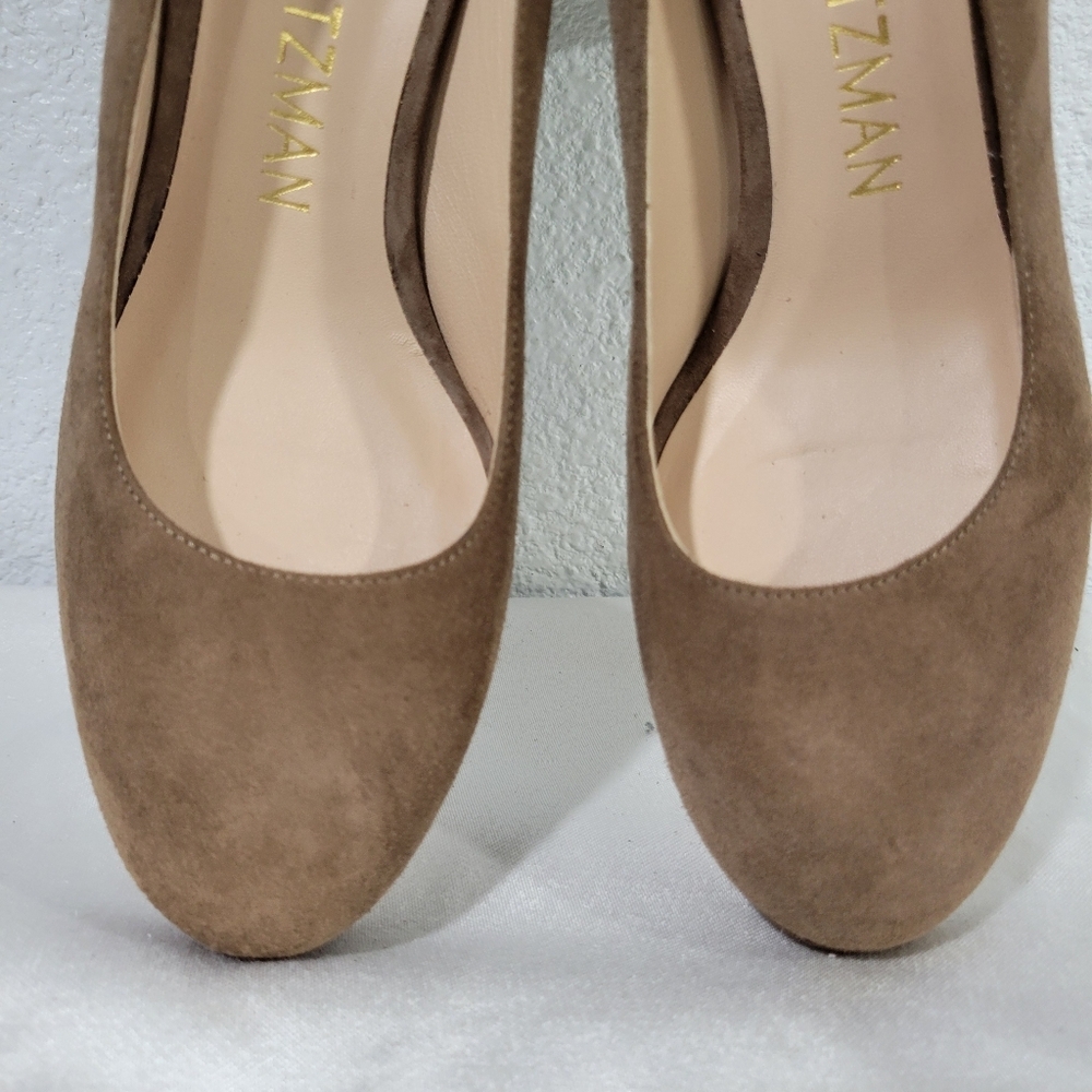 Stuart Weitzman Larsa Suede Platform Pump Heels Taupe Tan Brown Size 7.5 - Picture 5 of 10